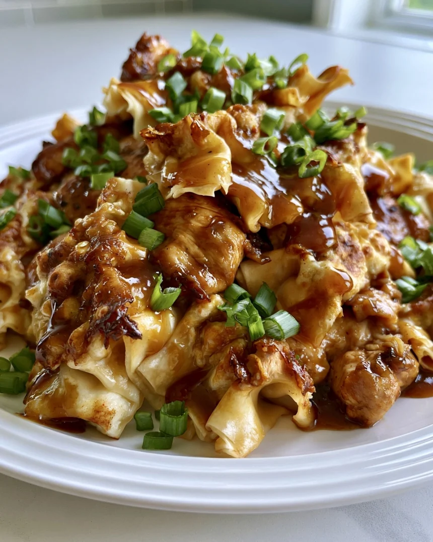 One-Pan Teriyaki Chicken Potsticker Bake