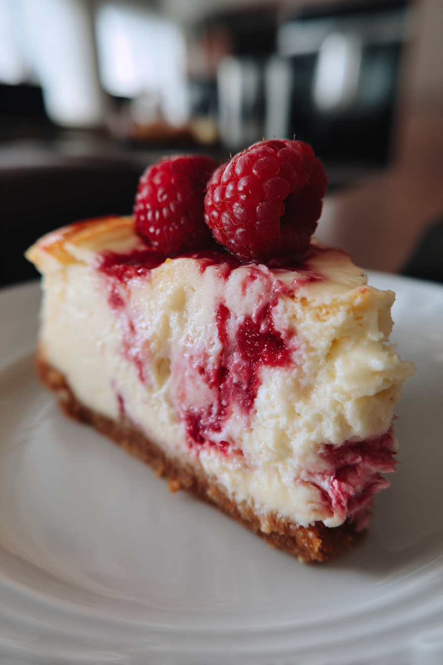 Raspberry White Chocolate Cheesecake